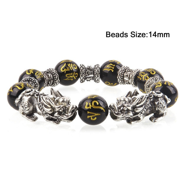 Feng Shui Obsidian Stone Beads Bracelet Men