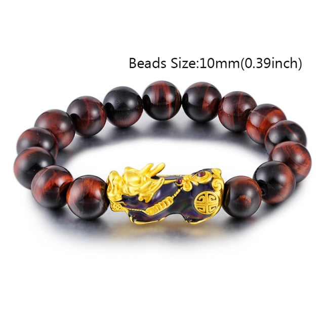 Feng Shui Obsidian Stone Beads Bracelet Men