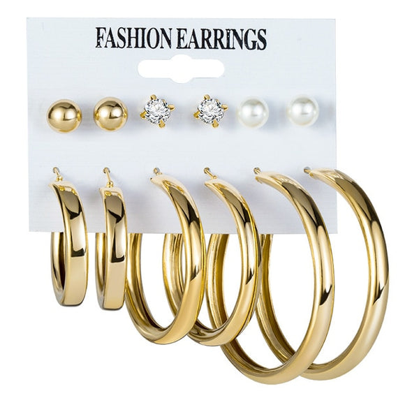 12 Pairs/Set Women's Earrings Pearl Earrings