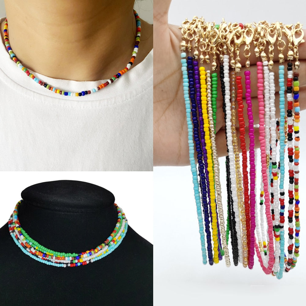 Colorful Bohemian Colorful Beaded Short Collar Necklace