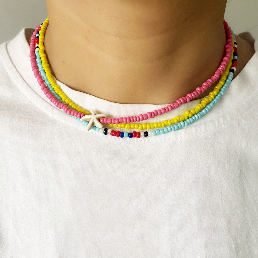 Colorful Bohemian Colorful Beaded Short Collar Necklace