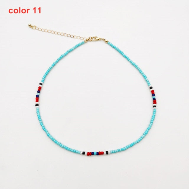 Colorful Bohemian Colorful Beaded Short Collar Necklace