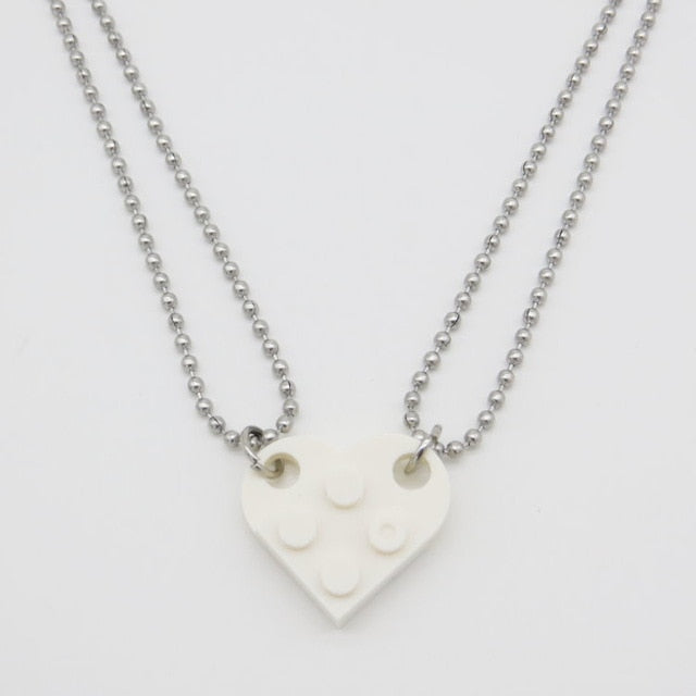 Couples Brick Heart Pendant Shaped Necklace