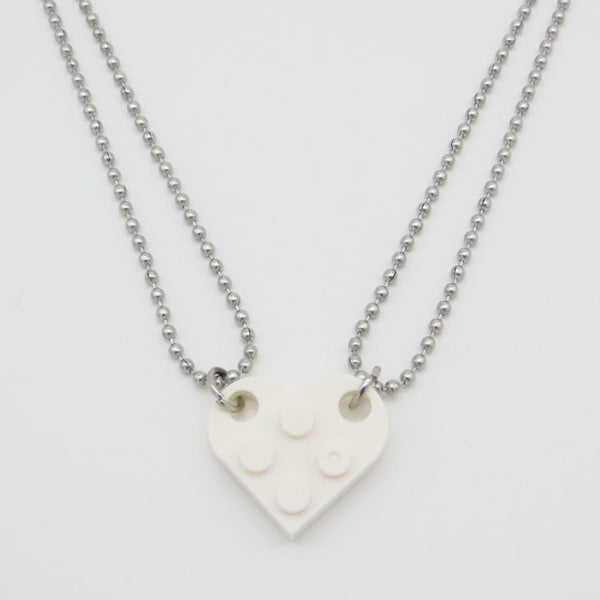 Couples Brick Heart Pendant Shaped Necklace