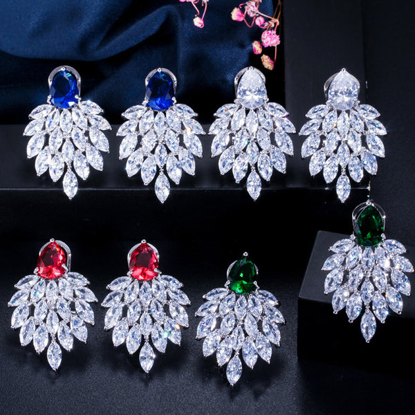 Handmade Vintage Women Party Jewerly Bohemian Style Big Green Stone Drop Earrings