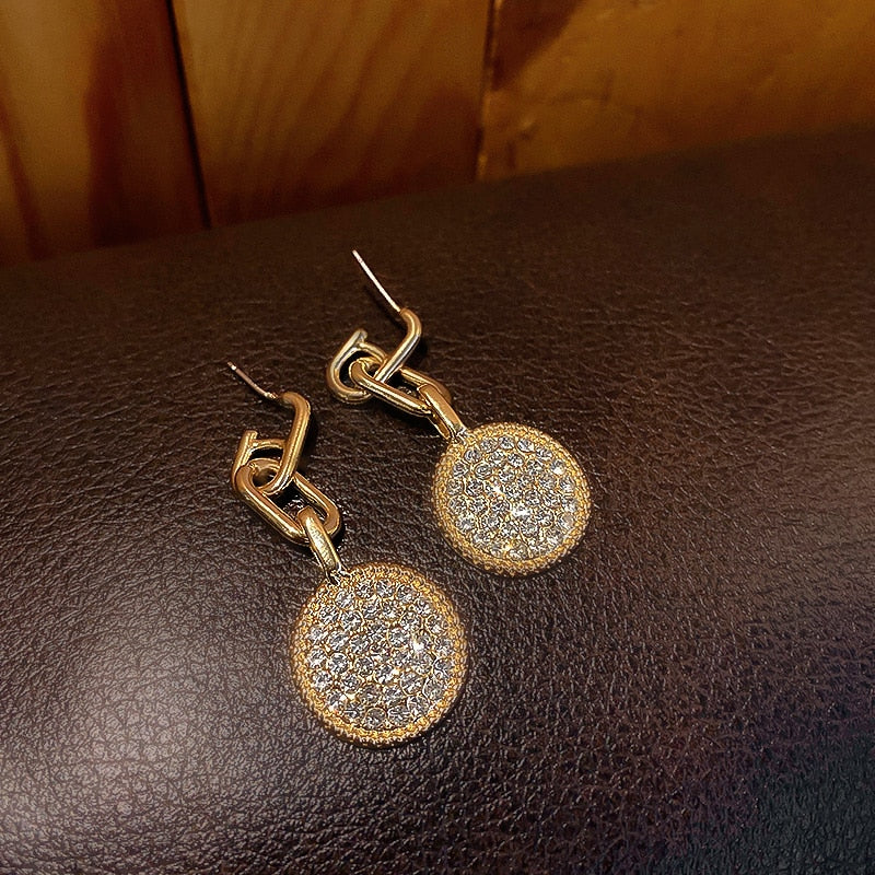 Vintage Crystal Round Dangle Earrings For Women