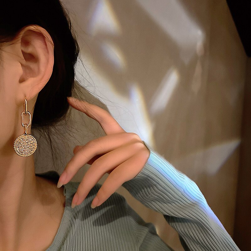 Vintage Crystal Round Dangle Earrings For Women