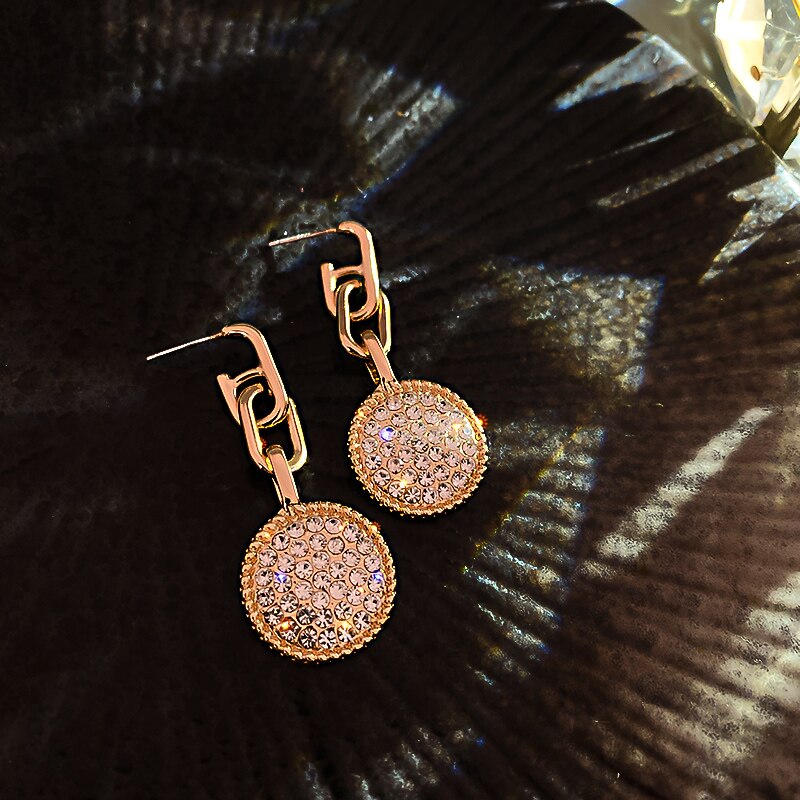 Vintage Crystal Round Dangle Earrings For Women