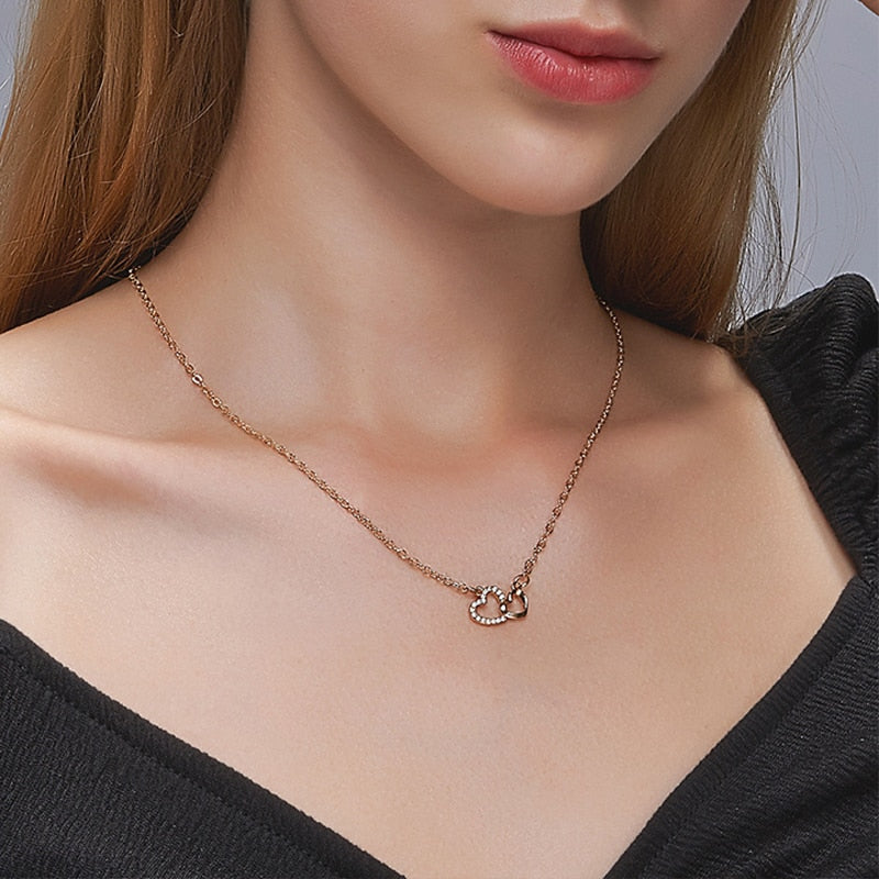 Romantic Simple Big Small Heart-shaped Necklace