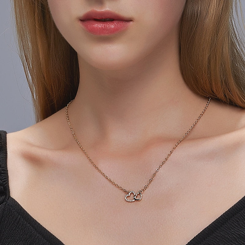 Romantic Simple Big Small Heart-shaped Necklace
