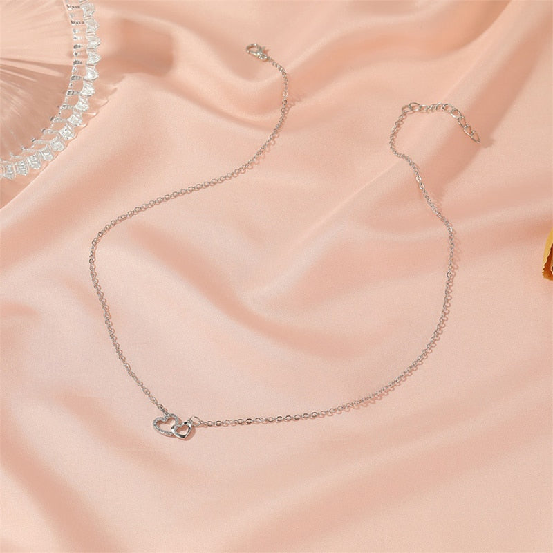 Romantic Simple Big Small Heart-shaped Necklace