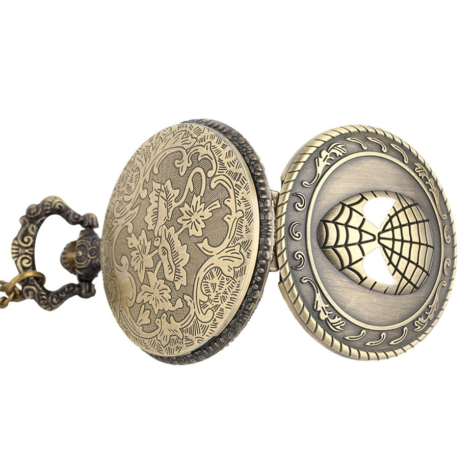 Retro Bronze Spider Theme Quartz Pocket Watch for Kids Exquisite Necklace Pendant