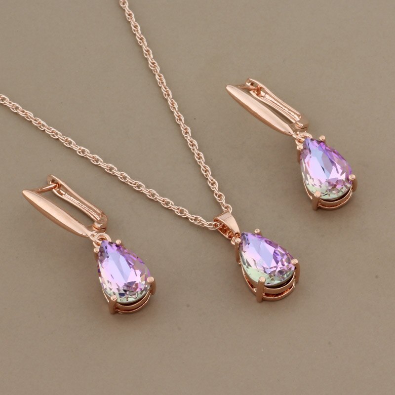New Trend Water Drop Earrings Pendants Necklaces Sets