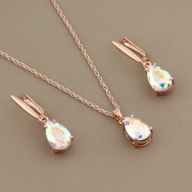 New Trend Water Drop Earrings Pendants Necklaces Sets