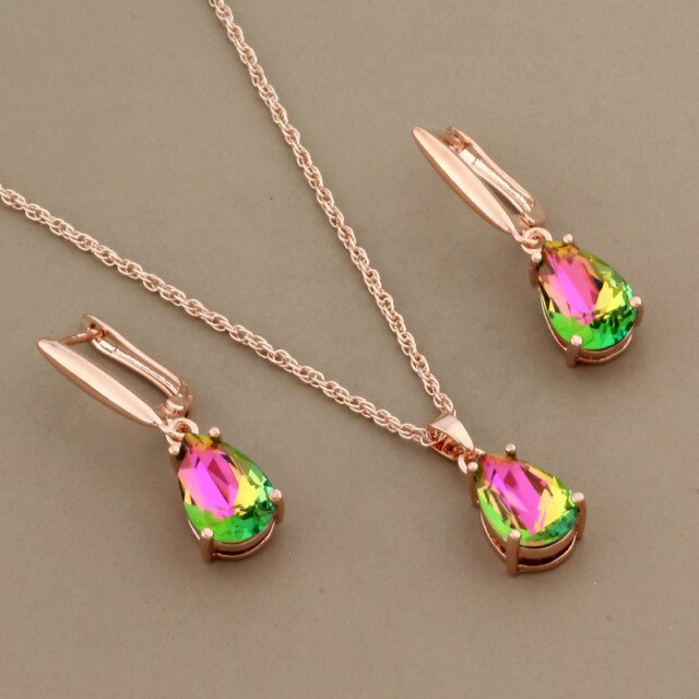 New Trend Water Drop Earrings Pendants Necklaces Sets