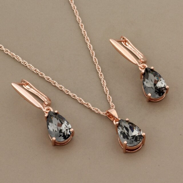New Trend Water Drop Earrings Pendants Necklaces Sets