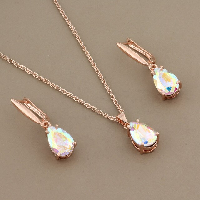 New Trend Water Drop Earrings Pendants Necklaces Sets