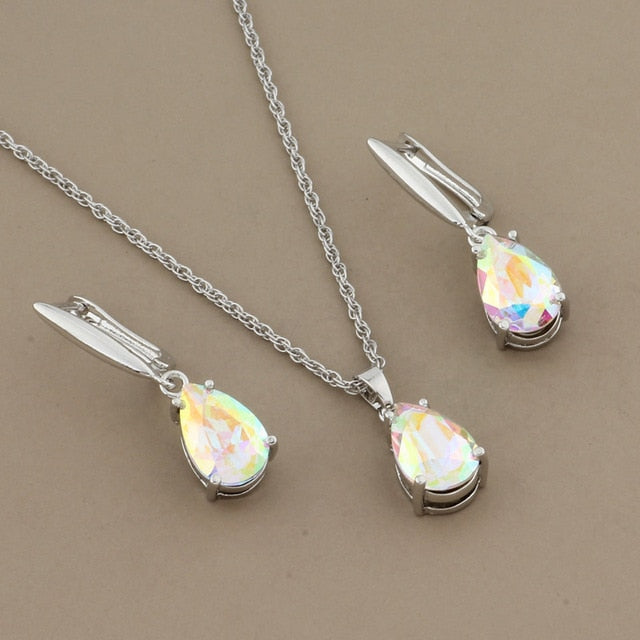 New Trend Water Drop Earrings Pendants Necklaces Sets