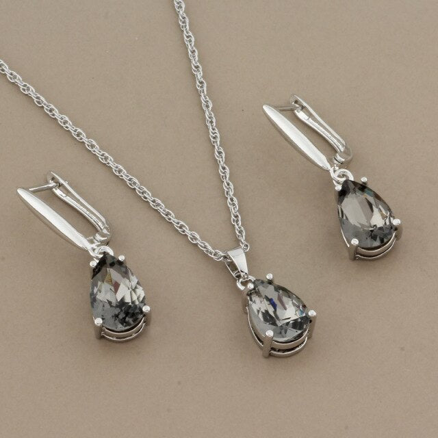 New Trend Water Drop Earrings Pendants Necklaces Sets