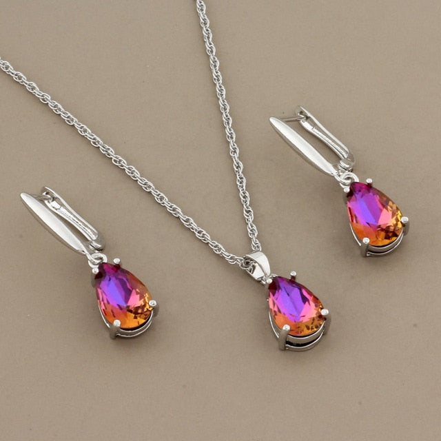 New Trend Water Drop Earrings Pendants Necklaces Sets