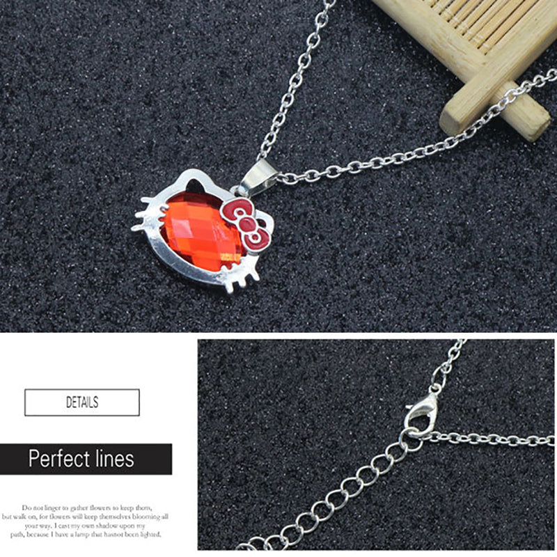 Japanese Cute Kitty Pendant Necklace Earrings Bracelet Set