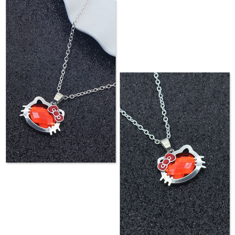 Japanese Cute Kitty Pendant Necklace Earrings Bracelet Set