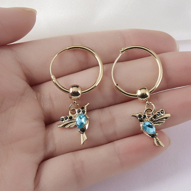 1 Pair Bird Pendant Tassel Crystal Pendant Earrings