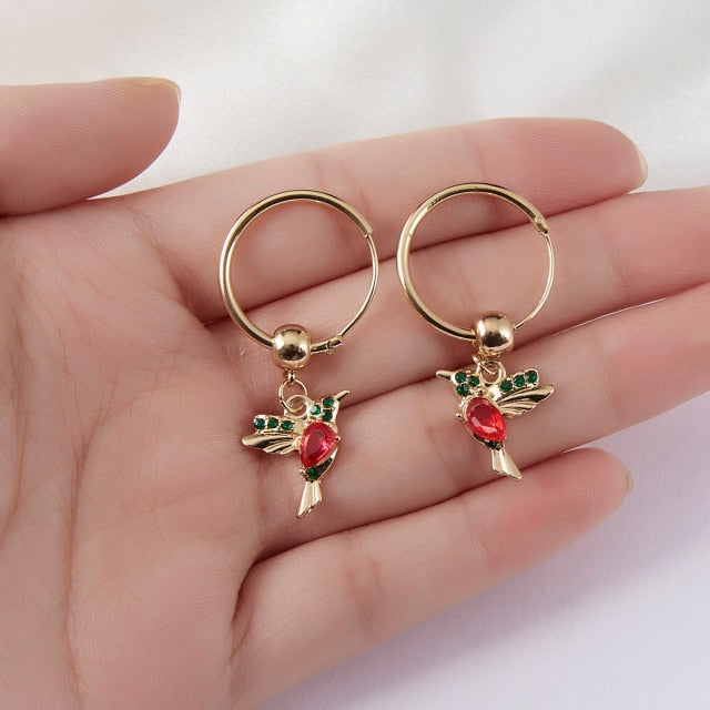 1 Pair Bird Pendant Tassel Crystal Pendant Earrings