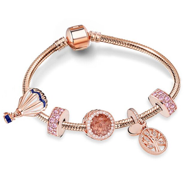 Antique Crystal Heart Charm Bracelet