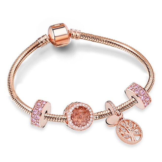 Antique Crystal Heart Charm Bracelet