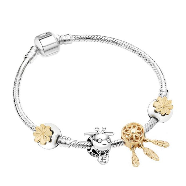 Antique Crystal Heart Charm Bracelet