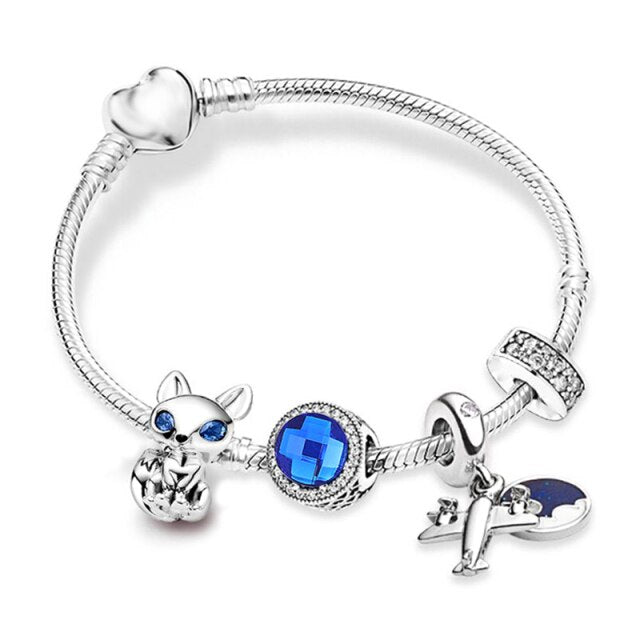 Antique Crystal Heart Charm Bracelet
