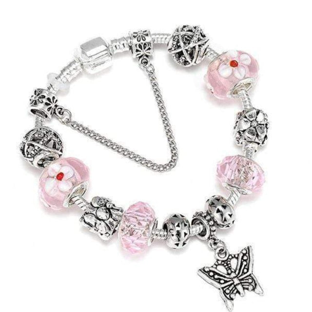 Antique Crystal Heart Charm Bracelet