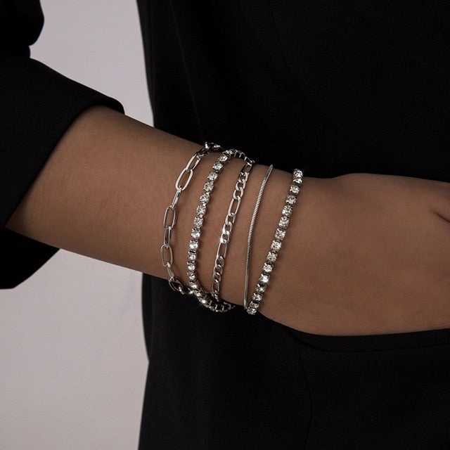 Multilayer Gold Color Chain Bracelets & Bangles for Women