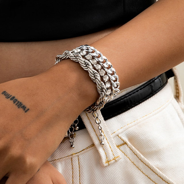 Multilayer Gold Color Chain Bracelets & Bangles for Women