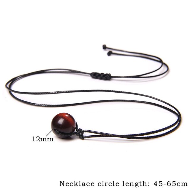Natural Round Minerals Stone Beads Pendant Necklace