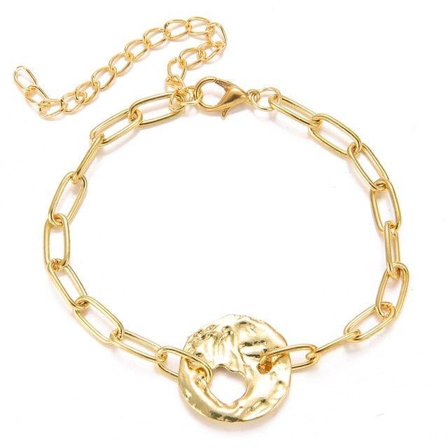 4Pcs Gold Metal Bracelets Set For Women