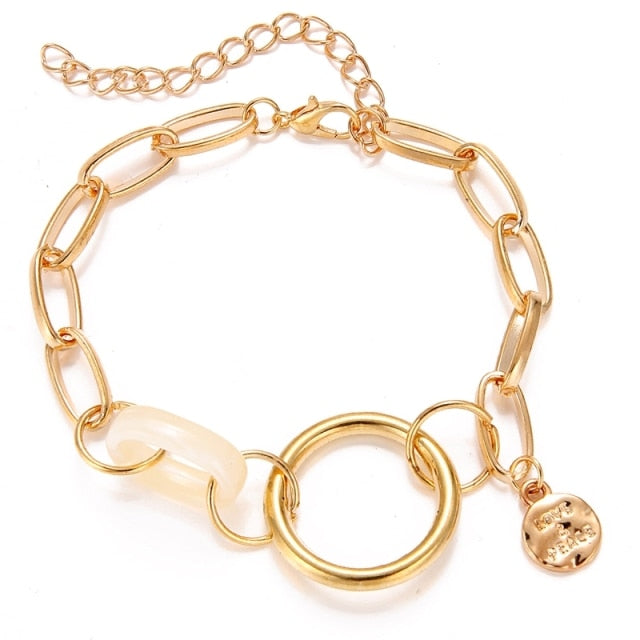 4Pcs Gold Metal Bracelets Set For Women