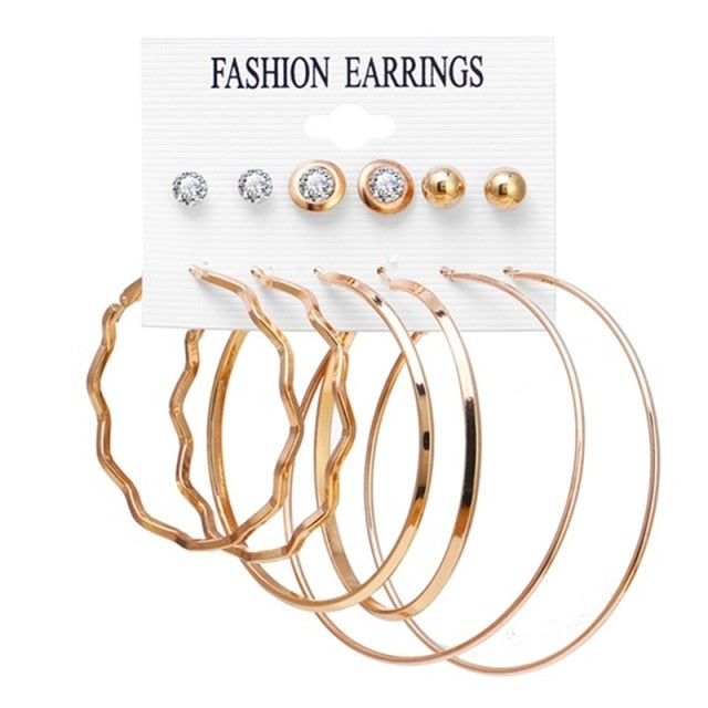 Gold/Sliver Big Bamboo Circle Hoop Earrings