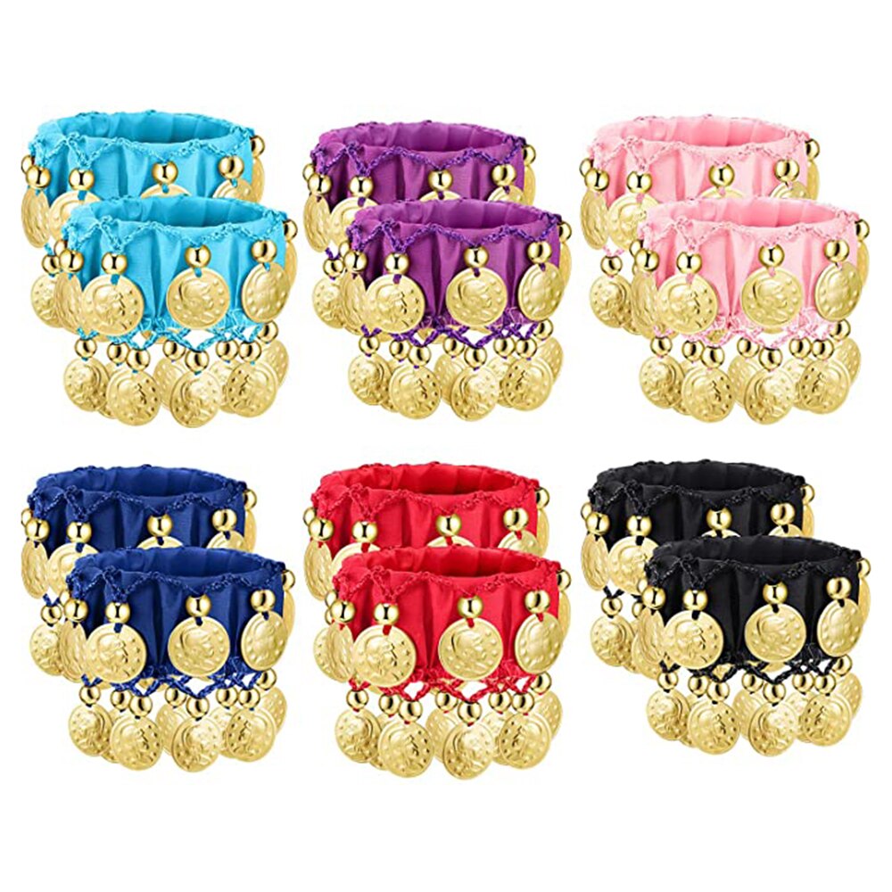 1 Pair Belly Dance Wrist Ankle Cuffs Bracelets