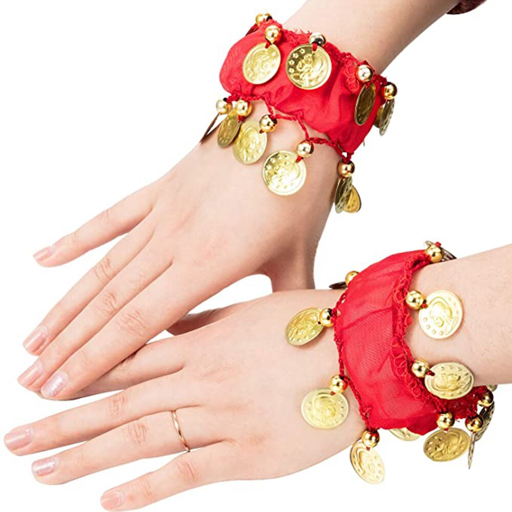 1 Pair Belly Dance Wrist Ankle Cuffs Bracelets