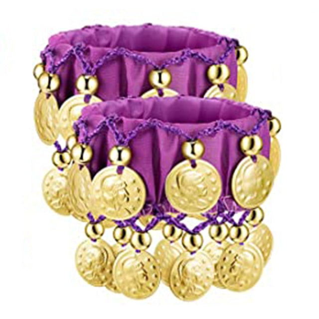 1 Pair Belly Dance Wrist Ankle Cuffs Bracelets