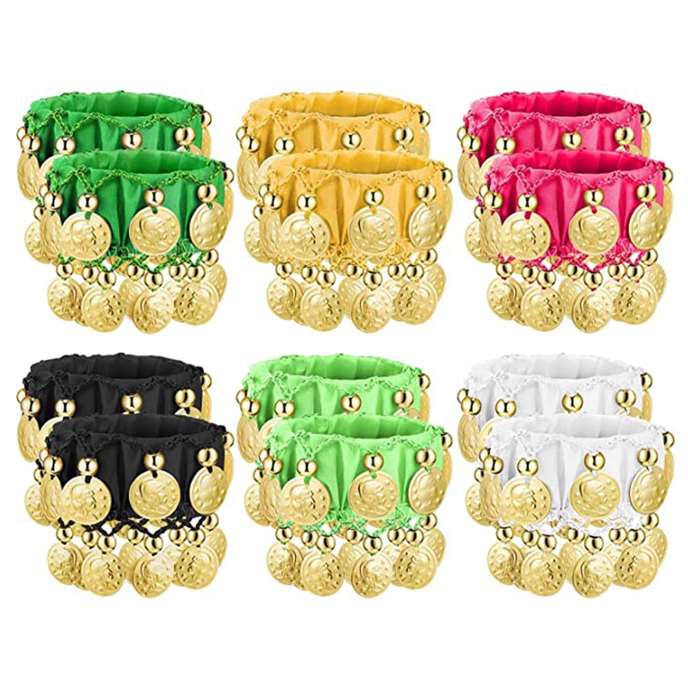 1 Pair Belly Dance Wrist Ankle Cuffs Bracelets