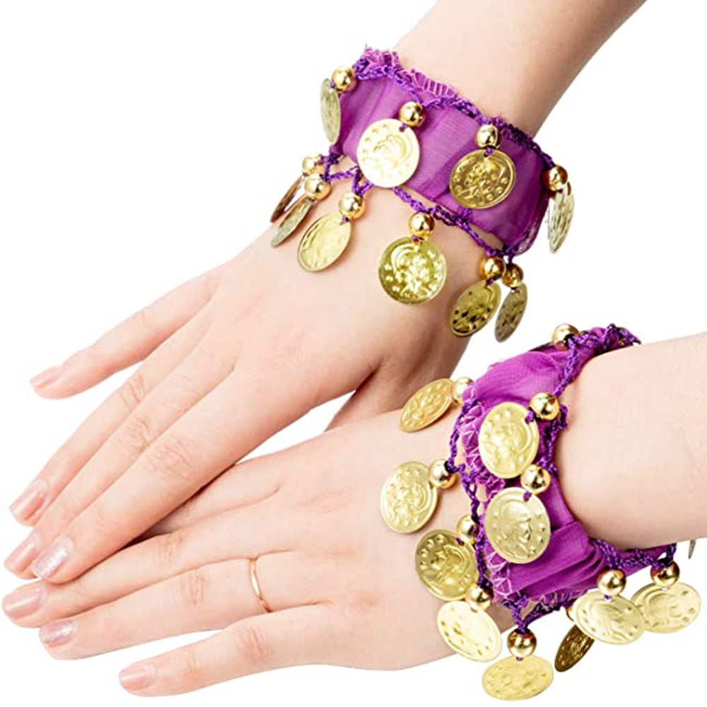 1 Pair Belly Dance Wrist Ankle Cuffs Bracelets