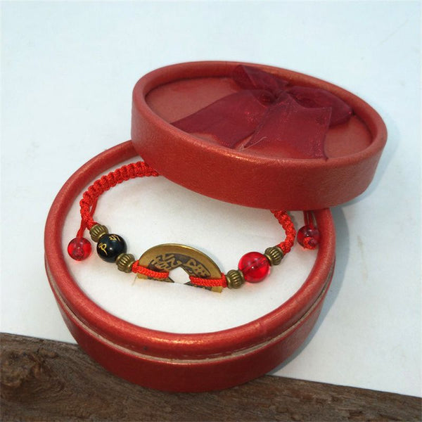 Pulseras de hilo rojo de la Cábala con monedas antiguas de seis palabras budistas