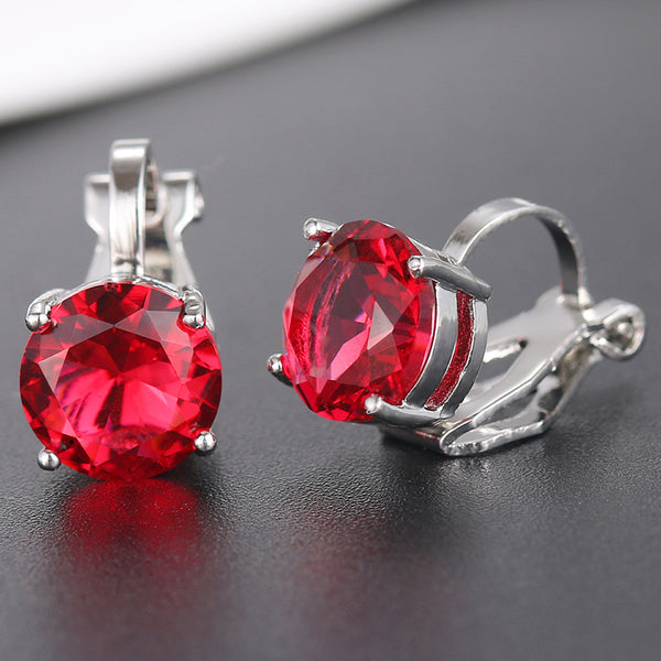 Pendientes de clip redondos de circonita cúbica para mujer