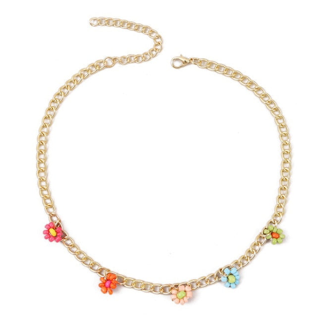 Beach Style Fashion Blue Glass Beaded Long Necklaces