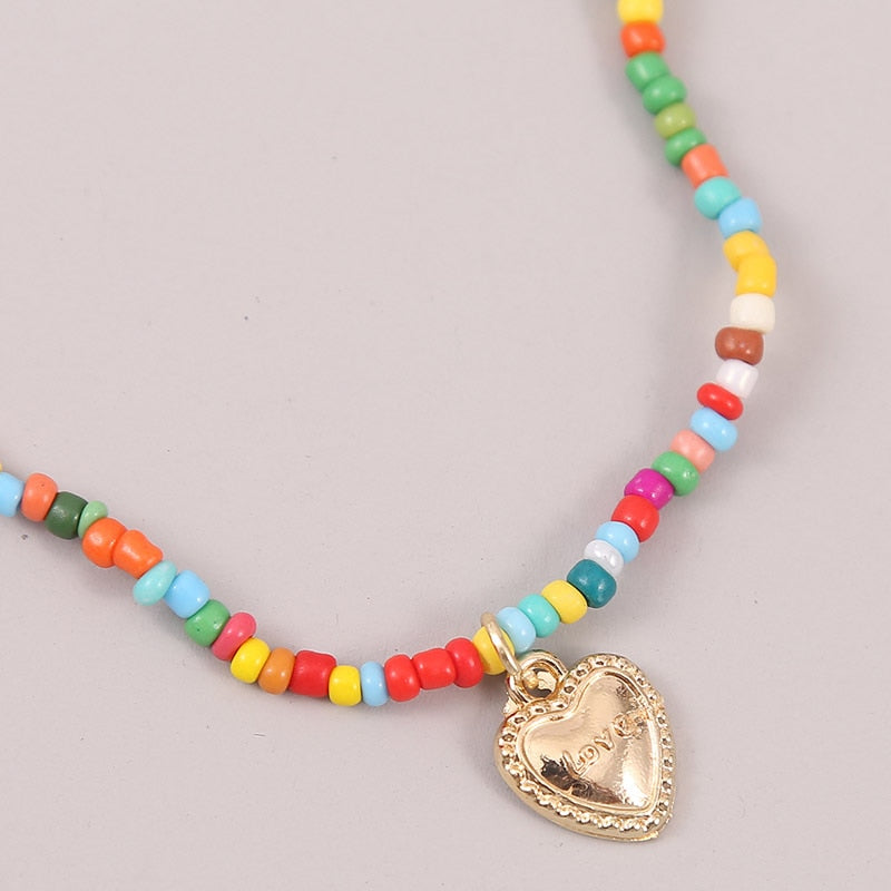 Beach Style Fashion Blue Glass Beaded Long Necklaces