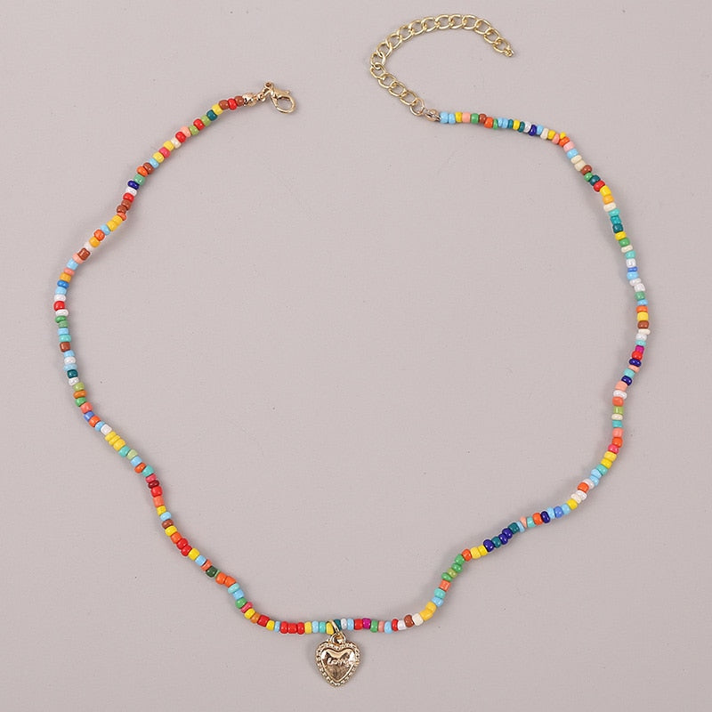 Beach Style Fashion Blue Glass Beaded Long Necklaces