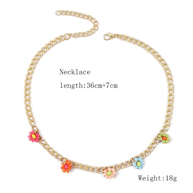 Beach Style Fashion Blue Glass Beaded Long Necklaces